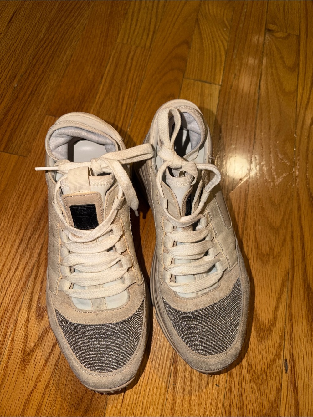 Brunello Cucinelli Beige and Gray Women’s Sneakers